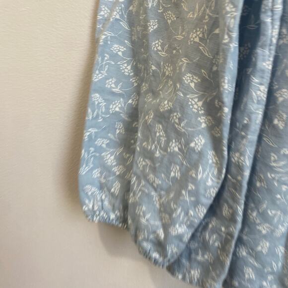 Joie Floral Peasant Blouse Embroidered Linen Cotton Blend Blue & White Sz S - Picture 5 of 8